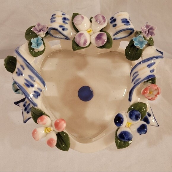 Potpourri Designs Decor Candy Dish Floral Heart Shaped Basket - Picture 7 of 10